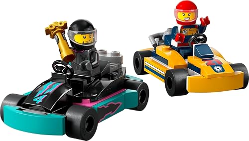 Miniatura 5 de LEGO City Go-Karts and Race Drivers - Juego de juguete de 2 minifiguras de conductor, juguete de coche de carreras, divertido regalo de juguete para