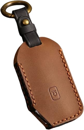 Hontumax Funda de cuero genuino para llavero KIA Cerato Ceed Forte NIRO Sorento Seltos Sportage Soul Telluride Remote Key Protector Case (marrón)