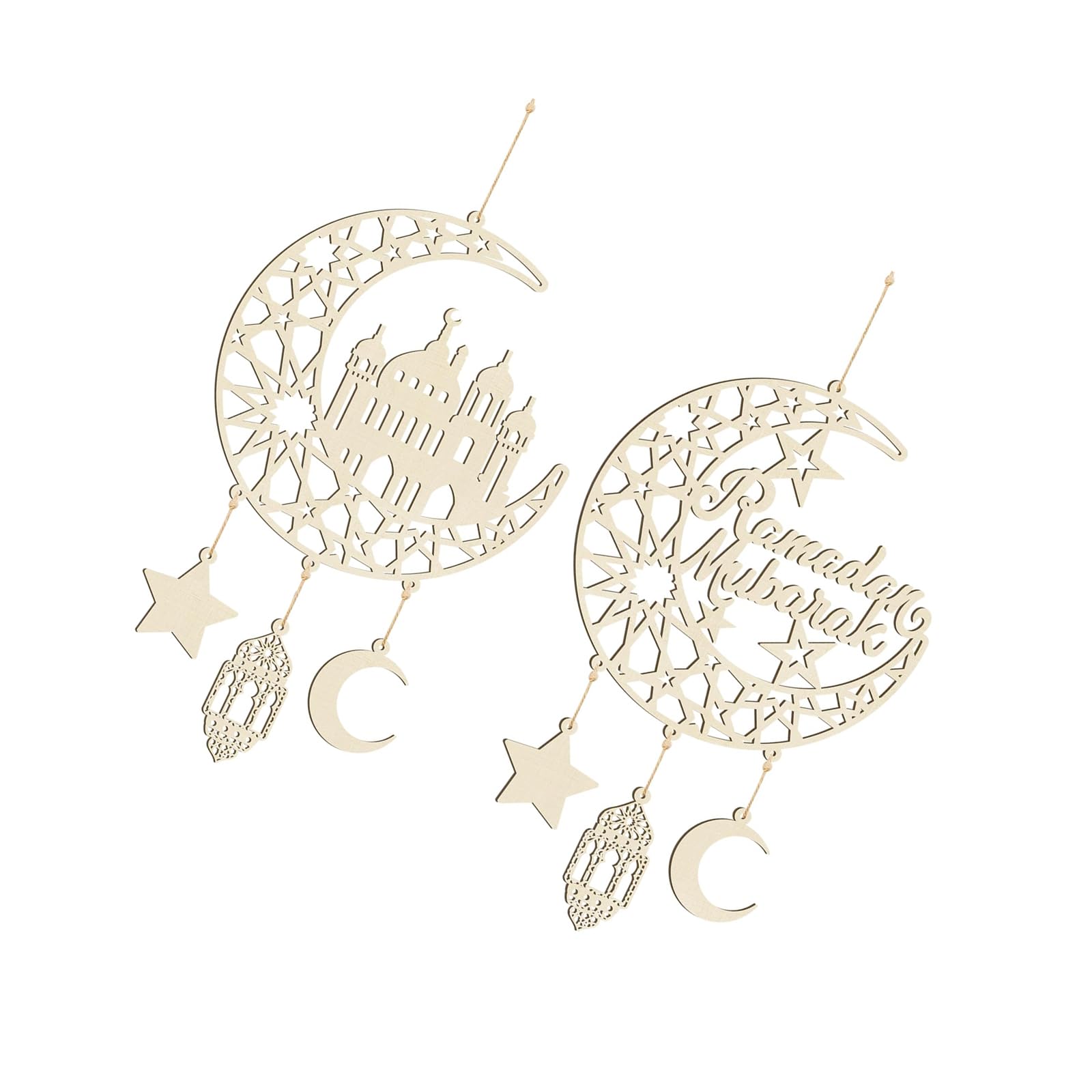Ramadans Decorations Wooden Hanging Sign Islams Mubaraks Wooden Ornament Mubaraks Hanging Hollow Pendant for Muslims Ramadans Kareems Hollow Pendant Ornament