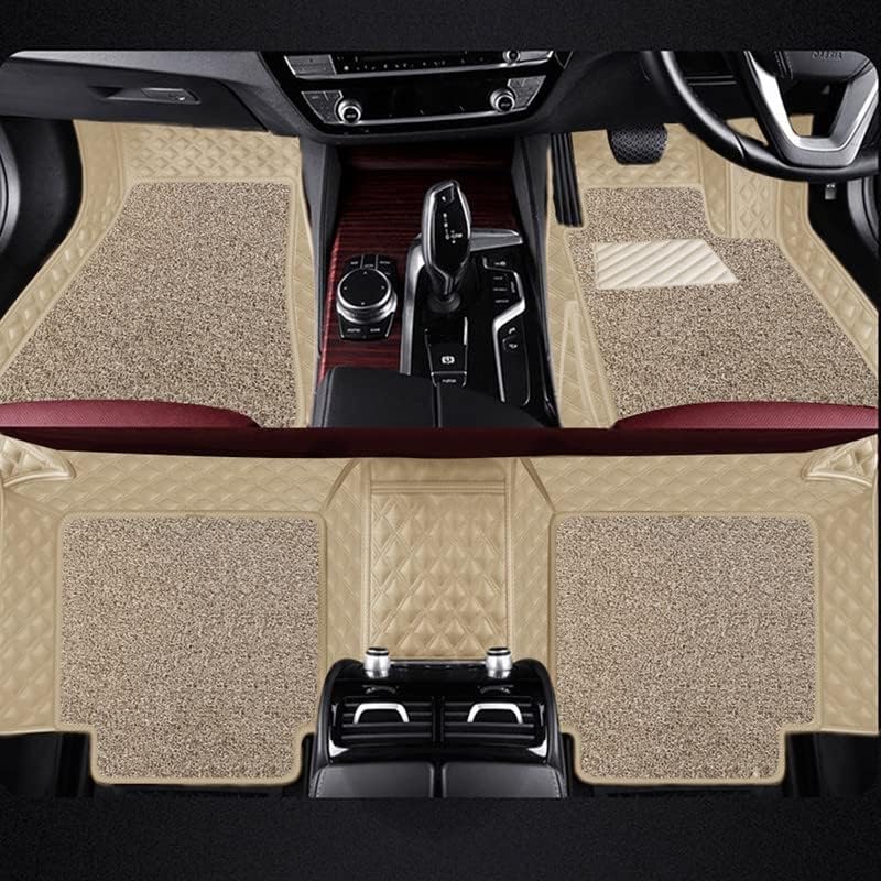 Image of NCEHEAL 7D Compatible with Jeep Compass Custom Fitted Faux Leather 7D Antiskid Car Floor Mats - Beige with Beige Thread