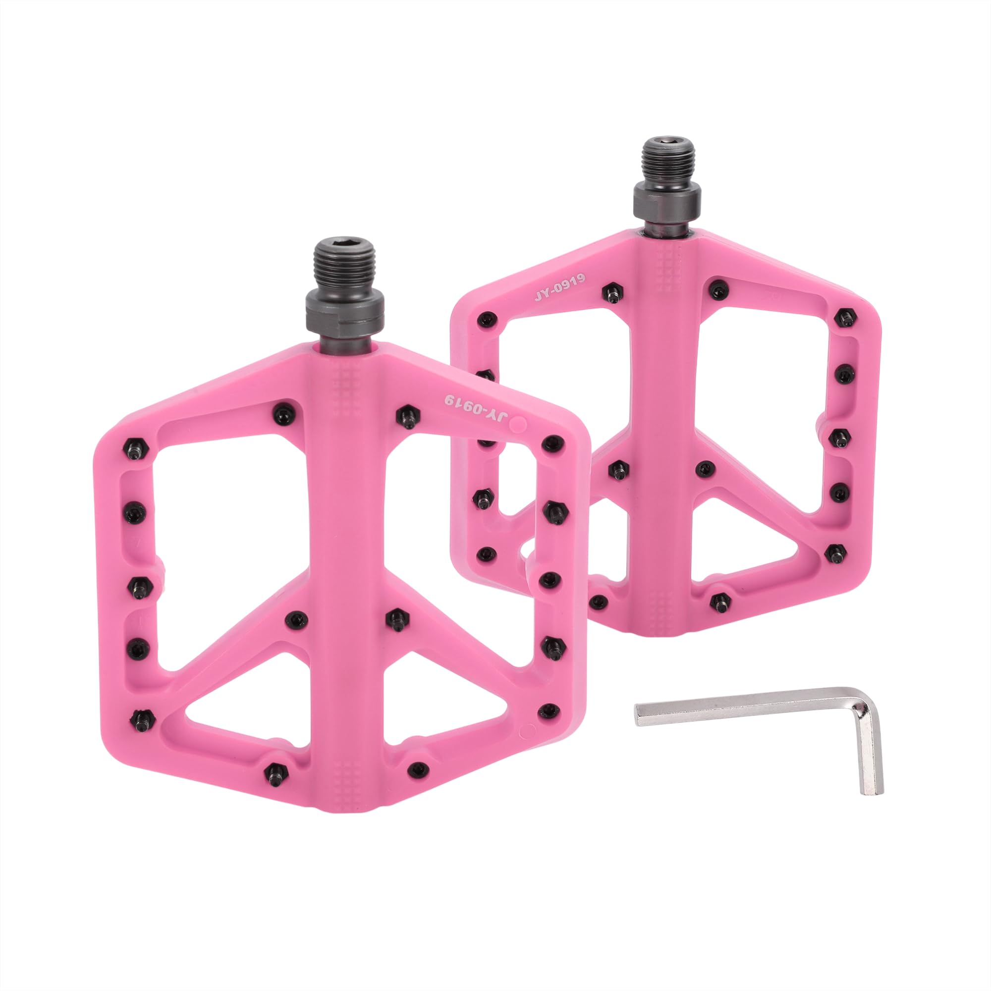 Partuto Bicycle Pedal Nylon Universal Bike Flat Pedal without Reflective Strips Pink Fit 14mm Axles Non-Slip Bicycle Pedal for BMX MTB Road Bikes 1pair