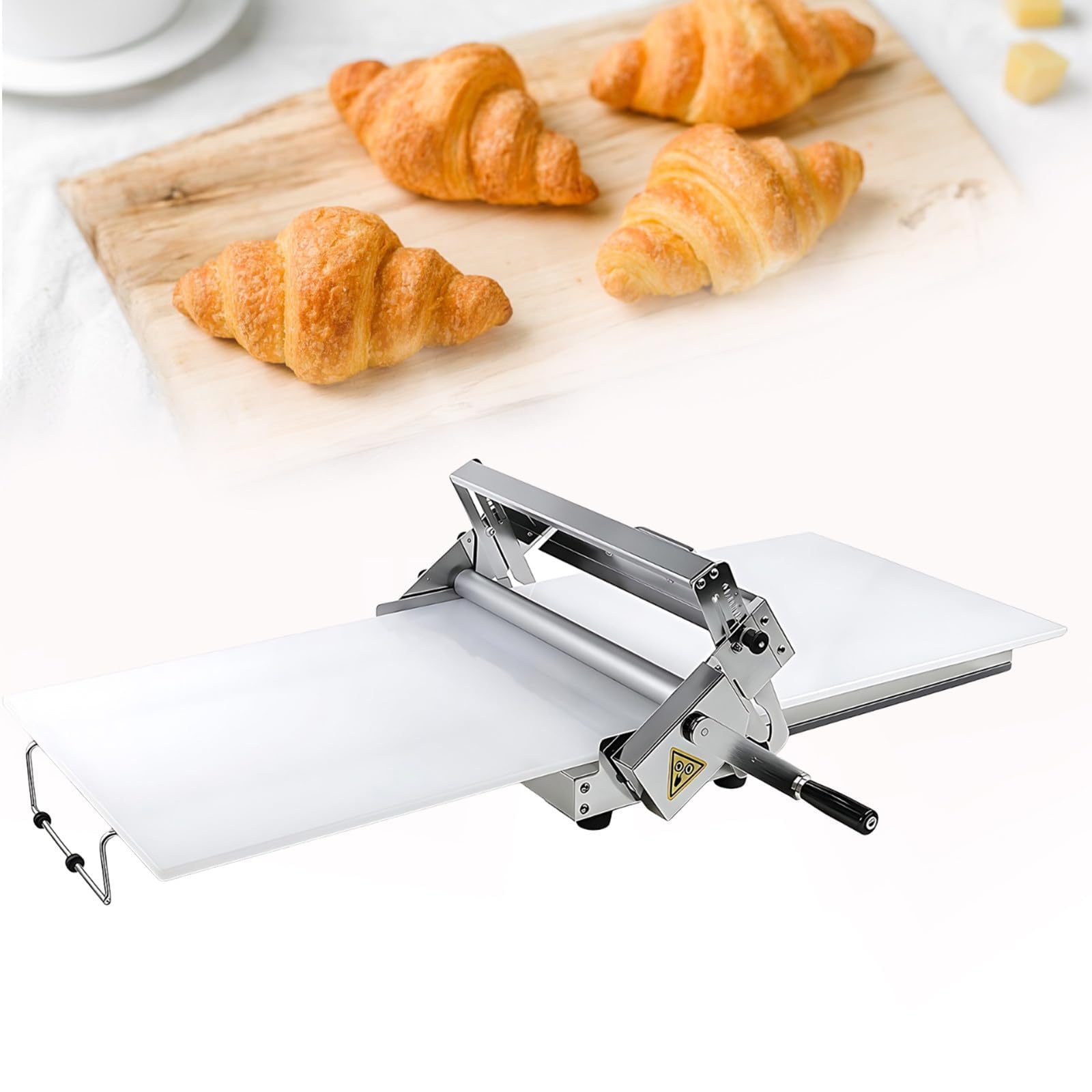 Máquina laminadora de Masa Plegable De Sobremesa para Pizza Prensa Masa Croissants, Pasteles Laminados, Equipo PanaderíA Comercial, Grosor Ajustable De 0 A 23 Mm