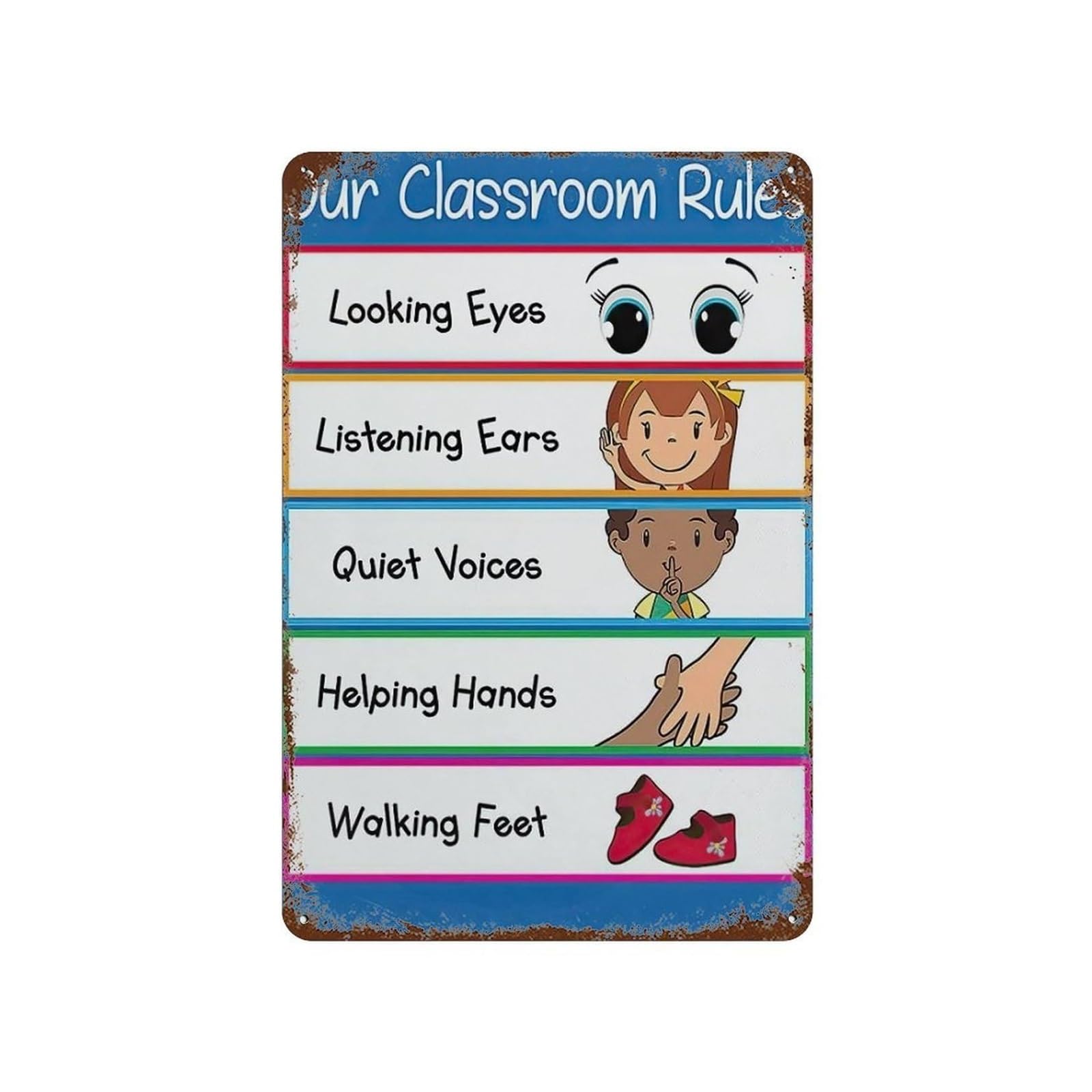 ICYJRFHLTF Learning Habits Poster Vintage Tin Sign Preschool Classroom Rules Educational Chart Wall Decor for 8 X 12 in
