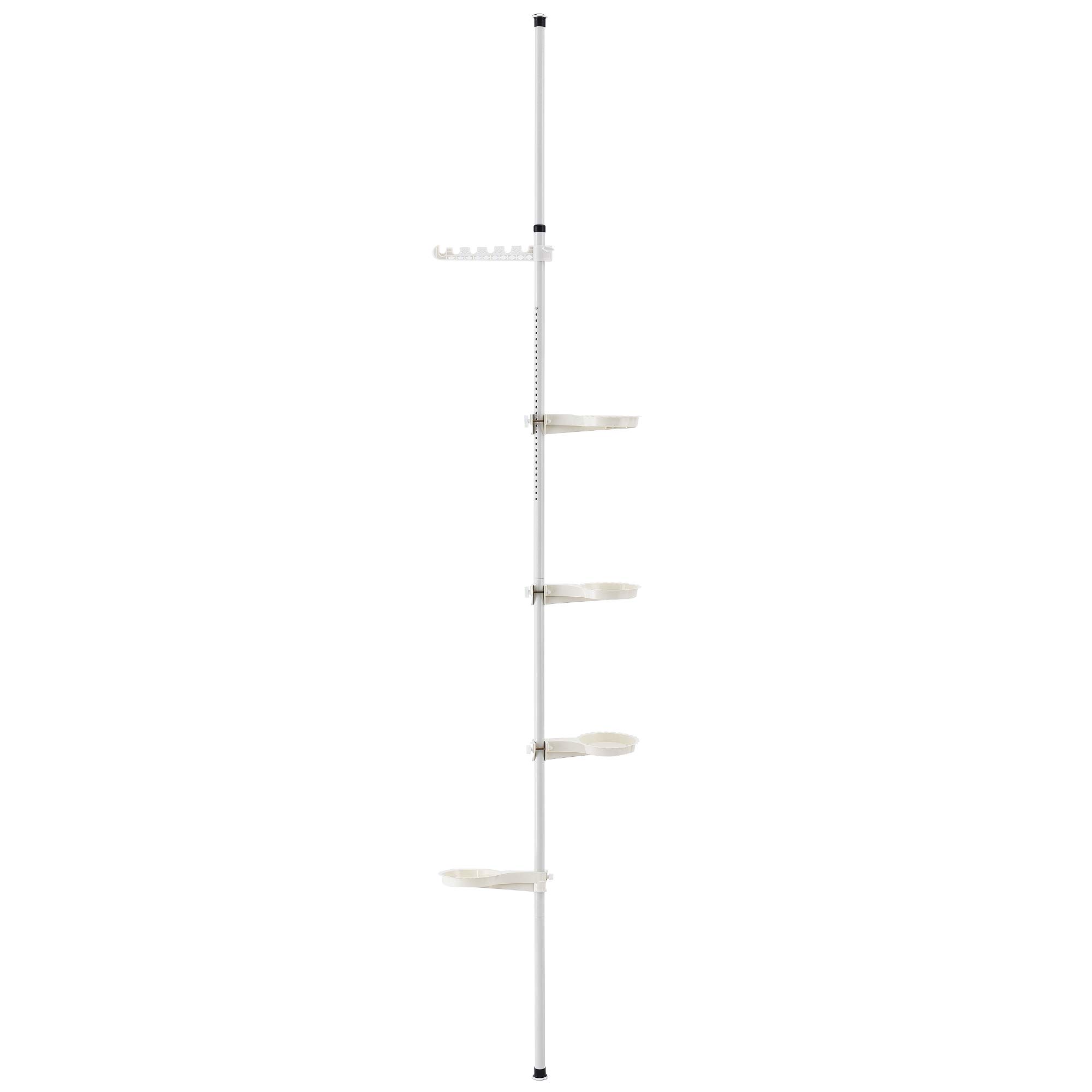 Support de Pot Fleur téléscopique Porte-Pot Stand de Plante Métal et Plastique Réglable en Hauteur Entre 110-305 cm Blanc