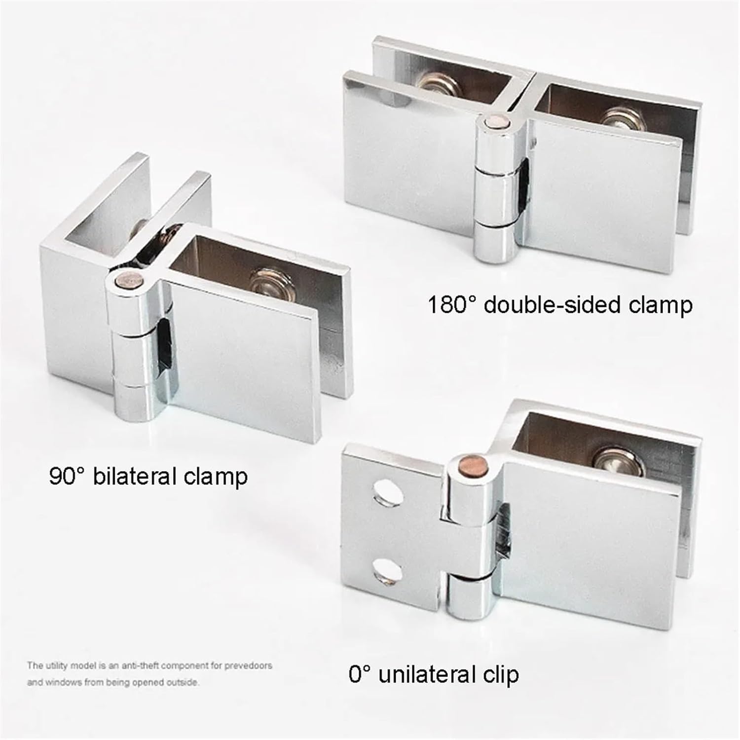 2PCS Glass Door Hinge Clamps 0/90/180 Degrees Zinc Alloy for 5-8mm Glass Wood Metal Plates Cabinet Hardware Clamp Hinge(180 Degrees)