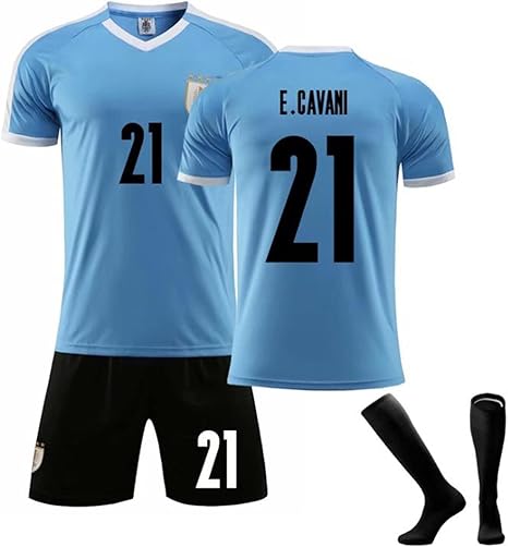 Amazon Co Jp サッカーユニフォーム子供大人用 エディンソン カバーニ 背番号21 E Cavani 21ウルグアイホームサッカージャージ 上下セットジャージとソックス サッカージャージ 青tシャツ 黒半ズボン サッカーウェア Size 28 スポーツ アウトドア