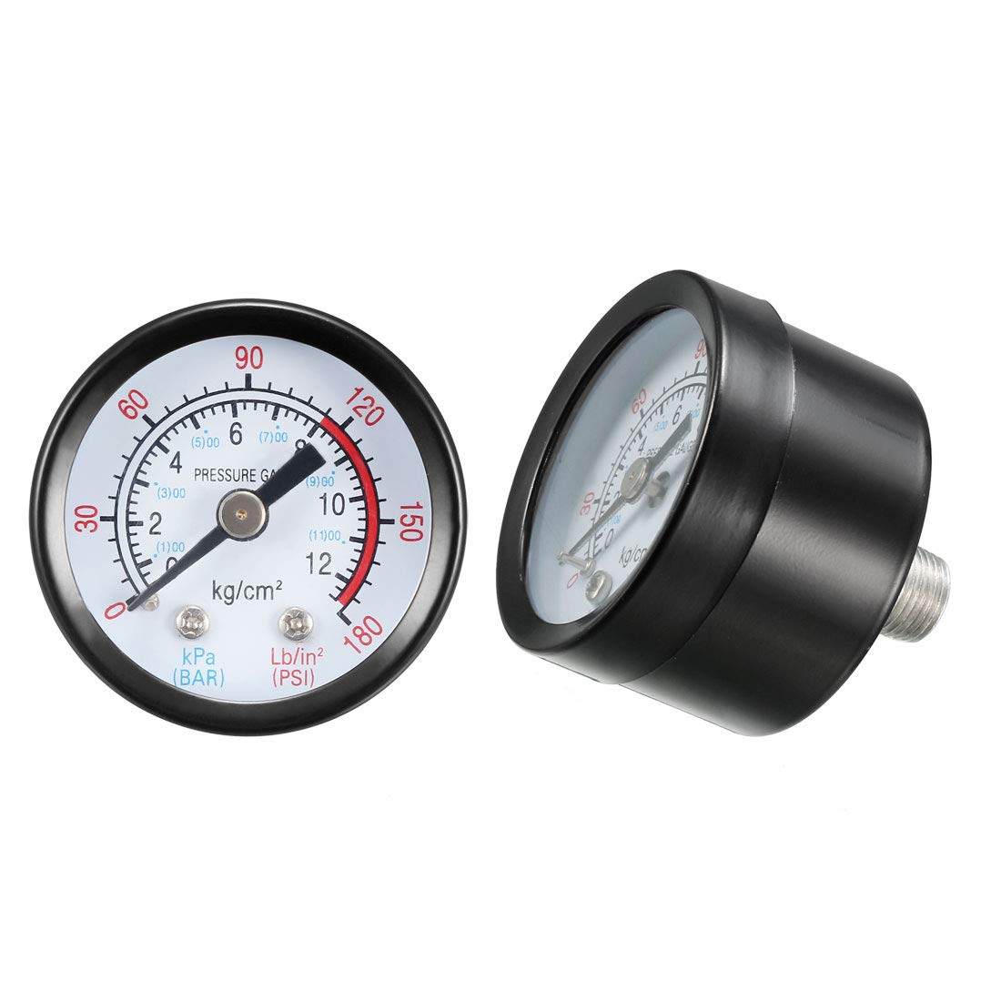uxcell Back Mount Pressure Gauge, 0-180 psi/kPa Dual Scale, 1-25/64" Dial Display, 1/8" NPT Male for Air Compressor Water Oil Gas 3pcs