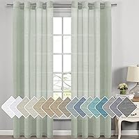 Vista 88 de H.VERESAILTEX - Cortinas de lino natural mezclado con 2 paneles semi transparentes de lino texturizado para sala de estar/dormitorio filtrado