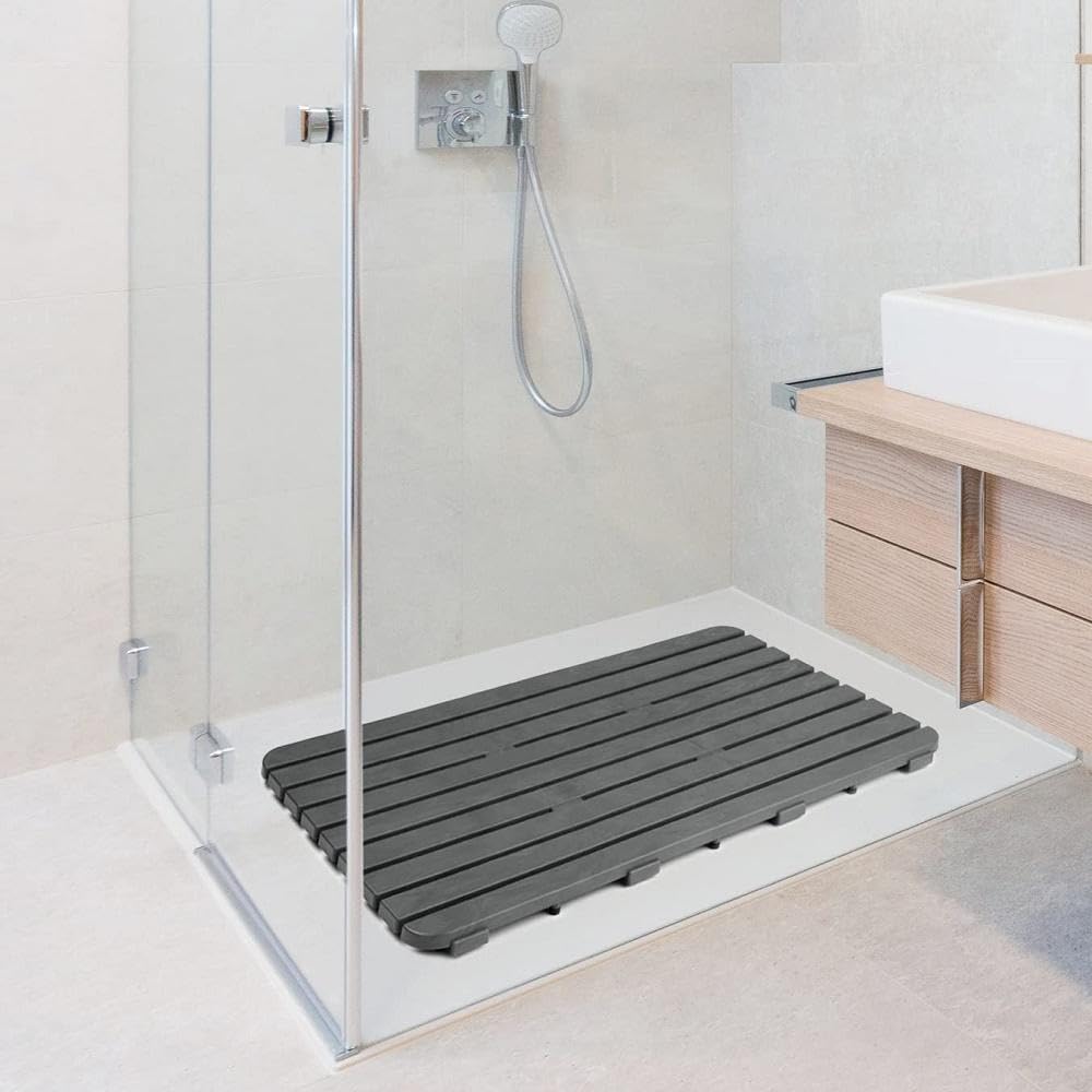 TATAY Rectangular shower floor in resistant plastic, wood effect finish, with anti-UV, anti-slip protection, with rubber studs at the base. Made in Spain