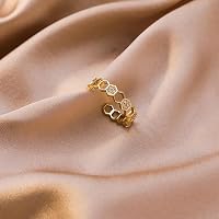 Zart Vergoldet Geometrisch Ringe für Damen Zirkonia Sechseck Kristall Offen – Ansicht 7