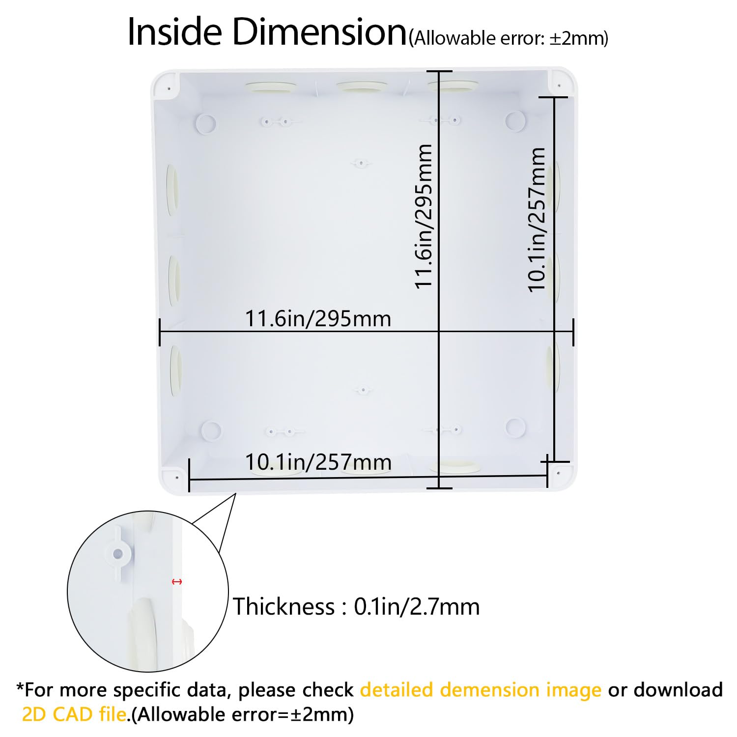 LeMotech Abzweigdose, ABS-Kunststoff, IP65, wasserdicht und staubdicht, Universal-Elektrogehäuse, Projektbox für Außen- und Innenbereich, 300 x 300 x 150 mm