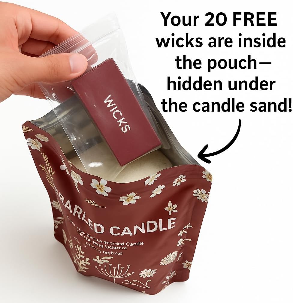 Pearled Candle Sand with Wicks – 1 Lb Sand Wax Beads & 20 Cotton Wicks