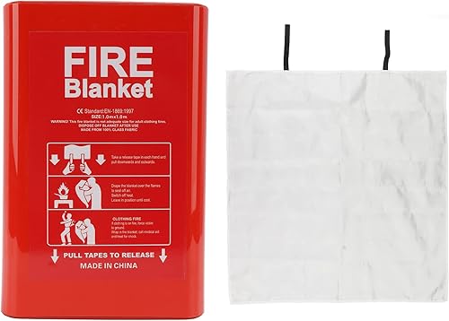 Manta ignífuga de fibra de vidrio, manta de supresión ignífuga para cocina, cubierta de seguridad de supervivencia de emergencia con caja para