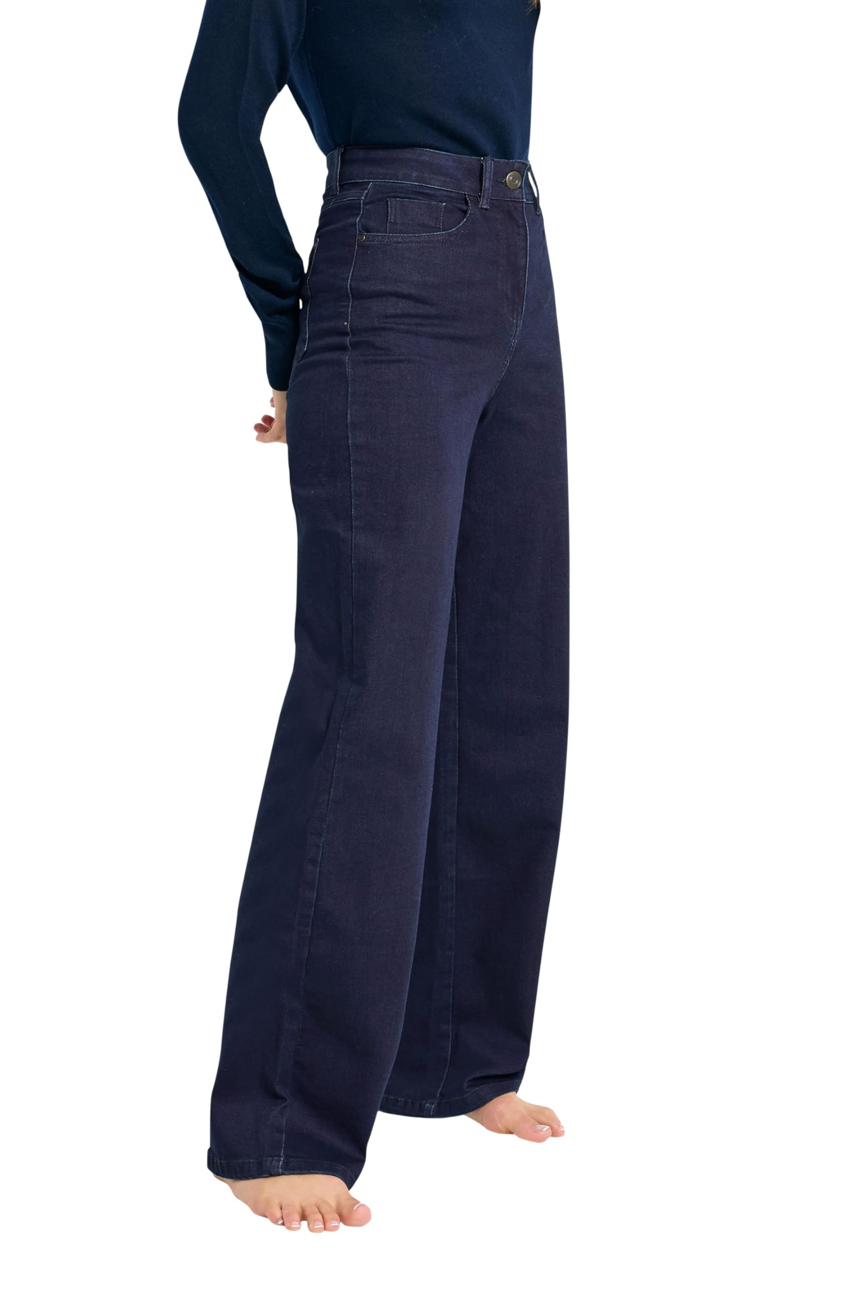 Long Tall Sally Women's Dark Indigo Tall Wide Leg Jeans In 12XL