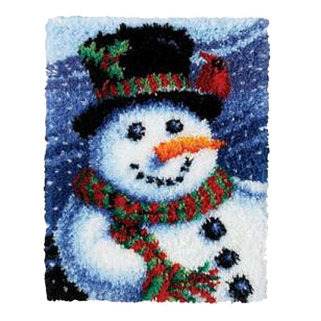 KBOLAE Christmas Latch Hook Kit DIY Rug Making Carpet Embroidery Kit Snowman, 52x38cm