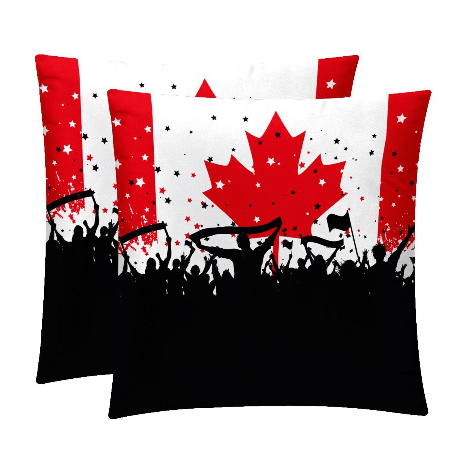 TDGKPZ Canadian Flag Throw Pillow Covers 2 Pack Pillowcases Soft Cozy Pillow Cases For Couch Bed Sofa 40x40cm
