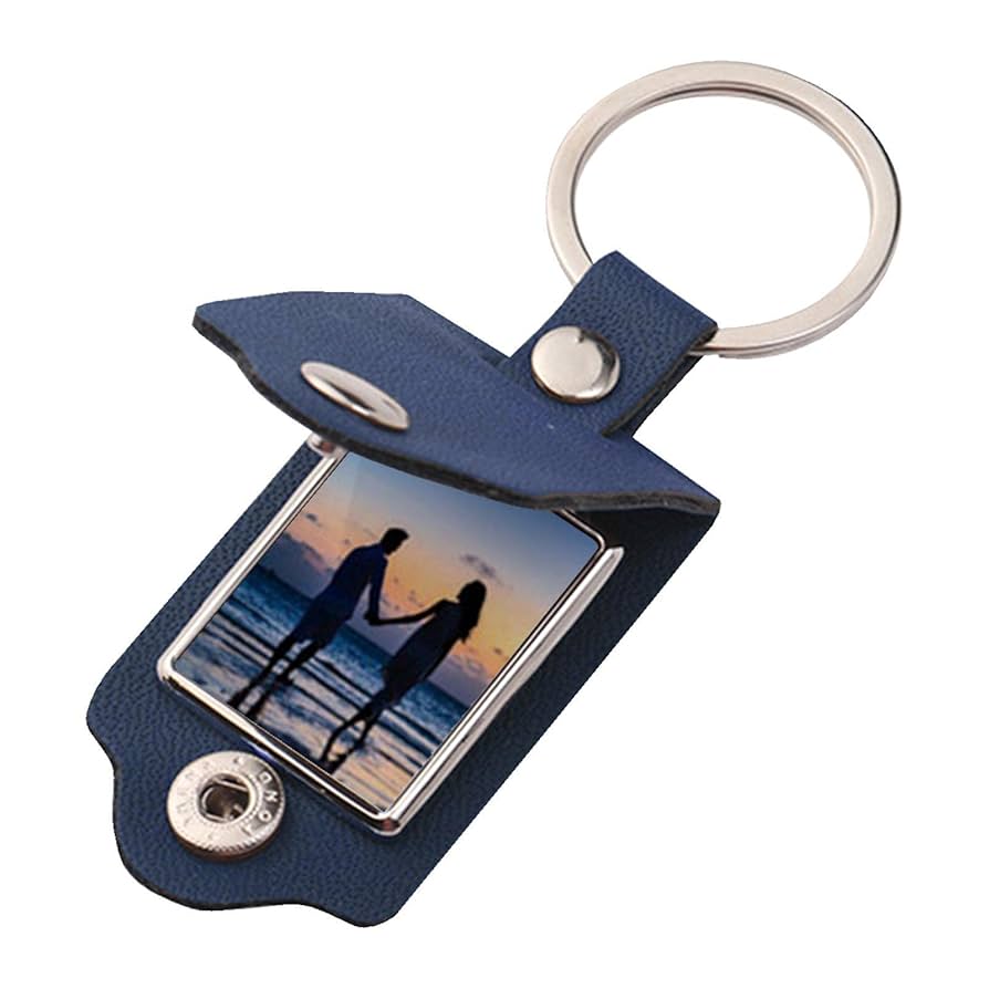Amazon.co.jp: キーホルダー写真ホルダー - PU レザー フォト