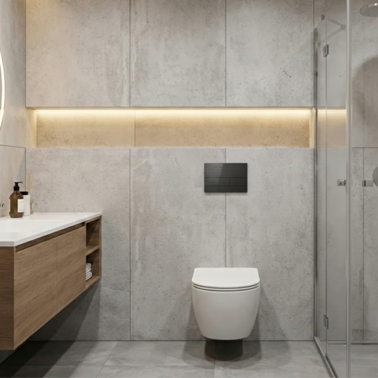 Placa de Accionamiento para WC Gun Metal para Cisterna Empotrada Doble Descarga - Pulsador Inodoro de Pared - Diseño Moderno para Ahorro de Agua - Botón de Descarga