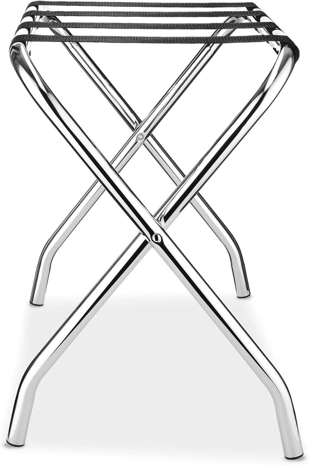 Portaequipajes Plegable de Metal para habitación de Invitados, Resistente Soporte para Maletas con Correas de Nailon, para Uso en hoteles y hogares, Acabado Plateado, solución de almacenamie