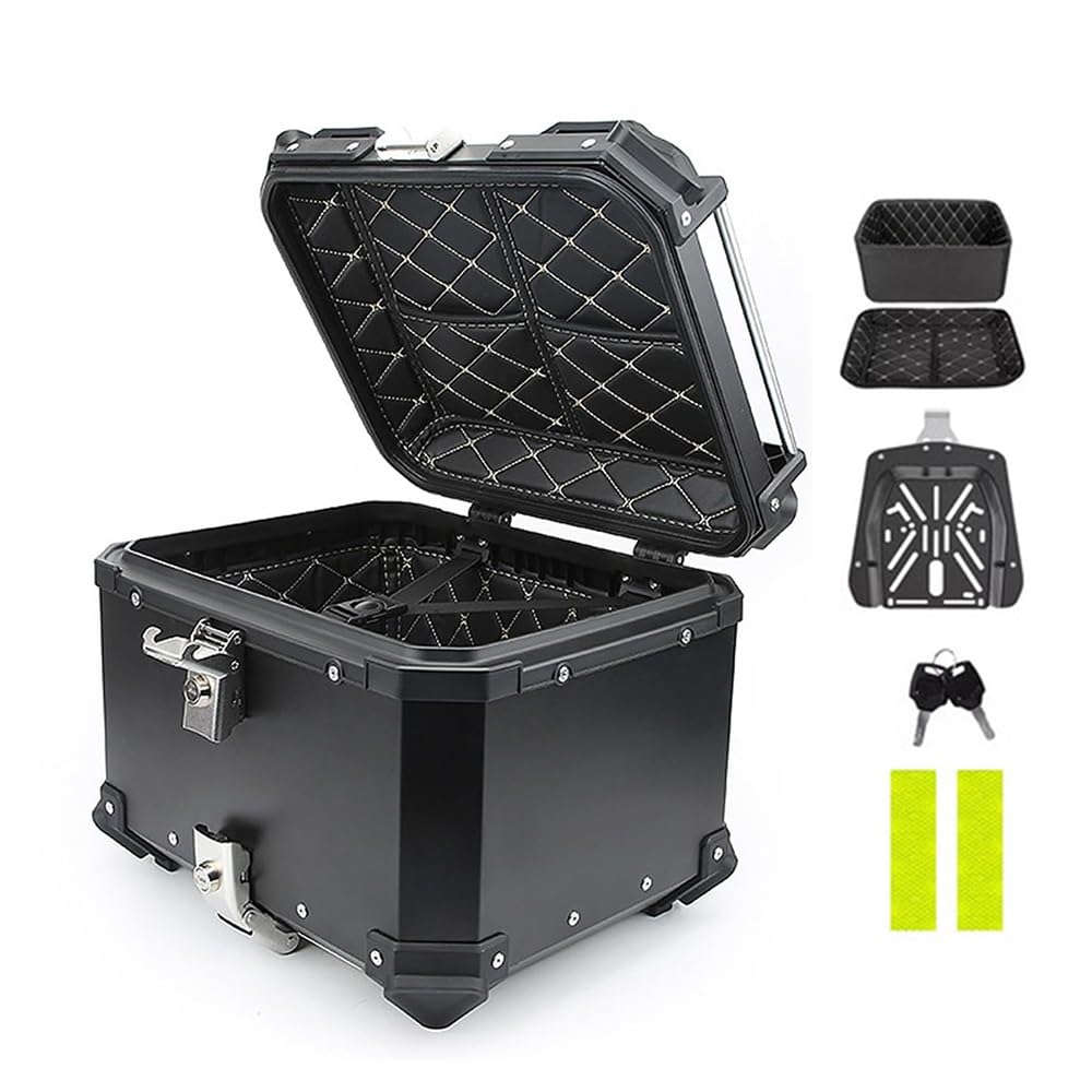 Top case aluminium noir de qualité supérieure pour moto et scooter 45 litres