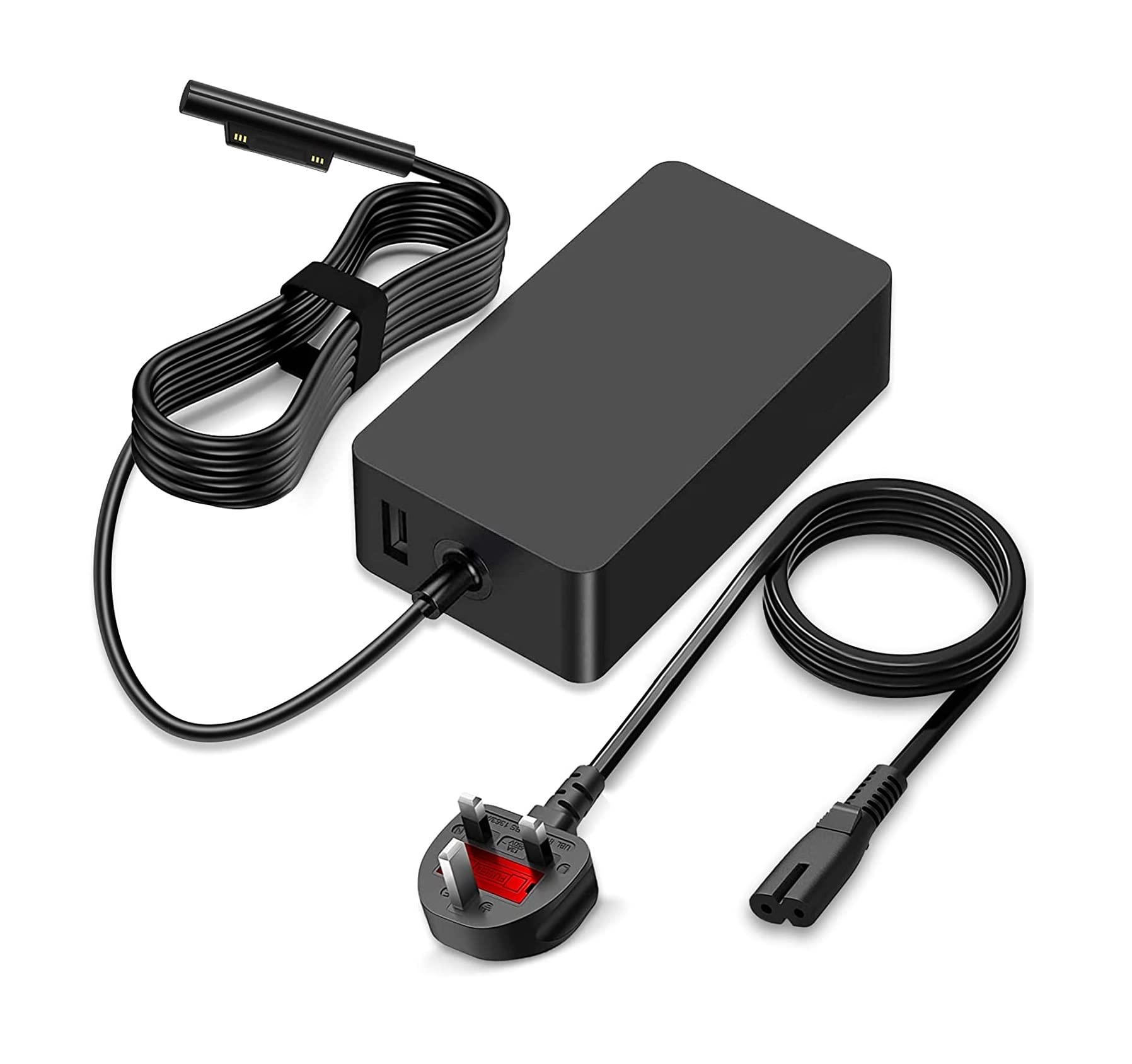 e-TECH Surface (Pro Charger 44W/5V/4A) Compatible With Surface Pro/X/Pro/7/Pro/6/Pro/5 Pro/4/Pro/3 Surface Laptop 3/2/1 Surface Book 1/2/3 Surface Go 1/2 Charger Adapter With 5V/1A USB Port - (44WATT)