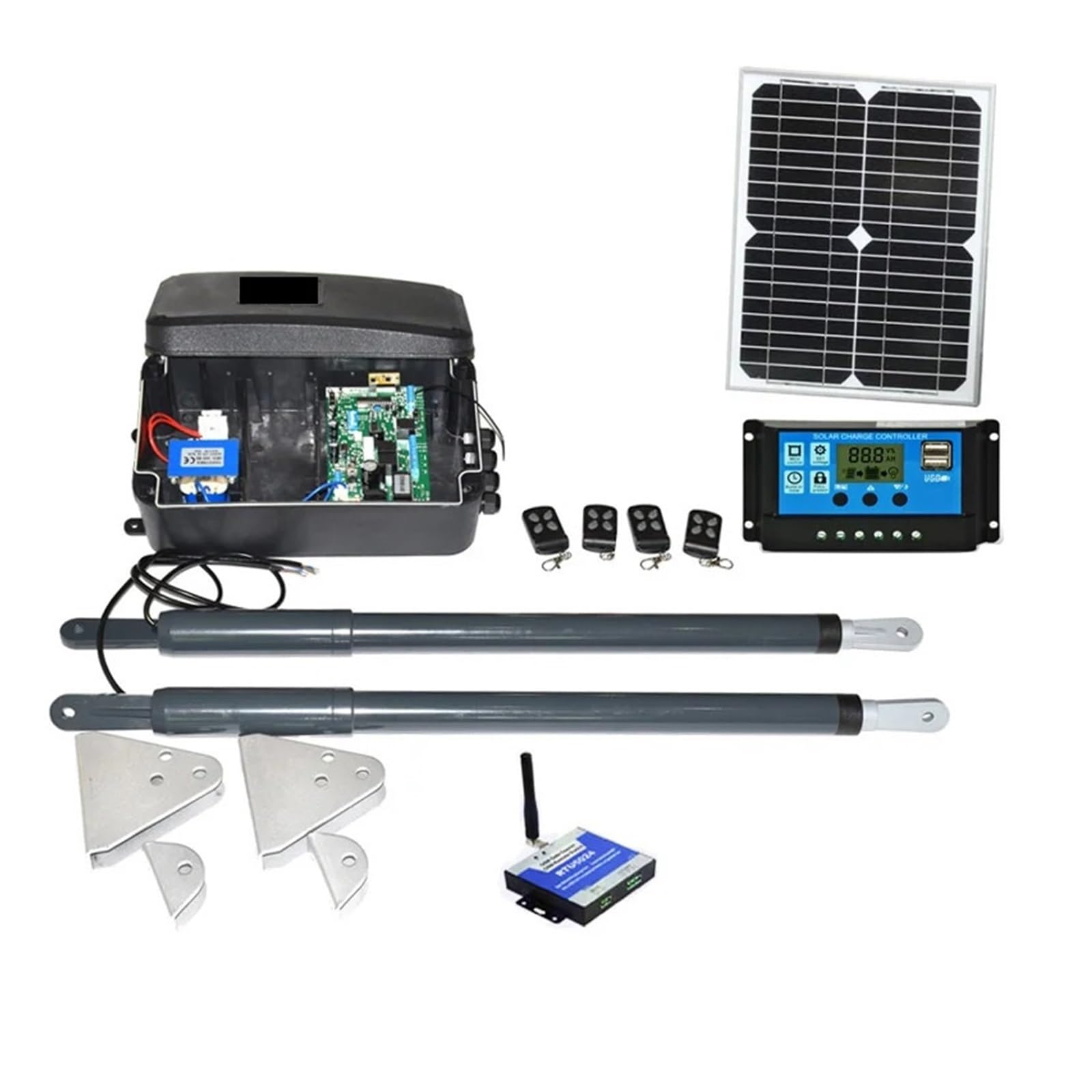 Mjfvn Kit7 2G Version Dc 12V Solar Powered Gate Operator Heavy Duty Swing Gate Opener Motor Kit(Kit7 2G Version)