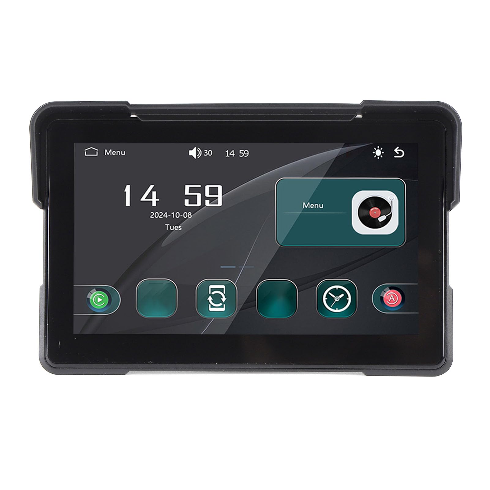 Acouto Système de Navigation GPS de Moto de 7 Pouces pour L'écran Carplay avec Un écran Tactile Imperméable IPS 1024x600 pour la Connexion du Casque Auto