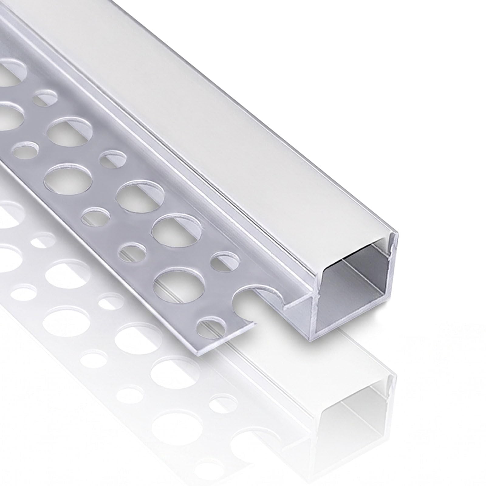 Confezione da 6 profili LED per cartongesso, 1 m, listello da incasso per cartongesso, in alluminio lavabile, per strisce LED da 12 mm, per sottostruttura, scaffale, parete, tavolo