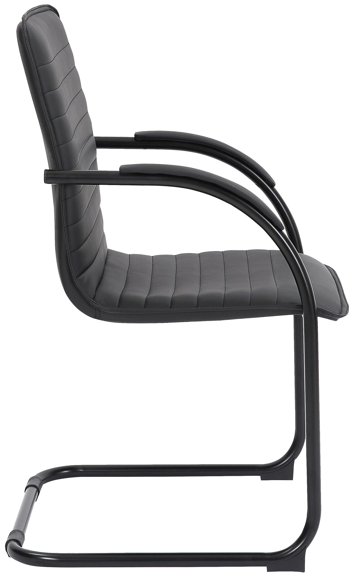 CLP Lot de 2 chaises visiteurs Tira en Similicuir I Chaises à piètement Luge avec Assise rembourrée, Couleur:Noir/Noir