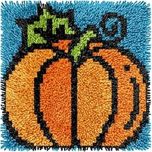 Yglnden Latch Hook Kits for Adults DIY Rug Crafts Pumpkin Pattern Color Printed Canvas,Latch Hook Kits for Beginners Handmade Needlework Crafts Home Decoration,12"x12"