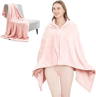 SNZ Cozy Wearable Blanket for Women & Men - 60"x33" Fleece Poncho, Warm Office Chair Lap Blanket, Travel, Camping & Home Wrap - Comfy Poncho Throw - Gift for Mom, Elderly