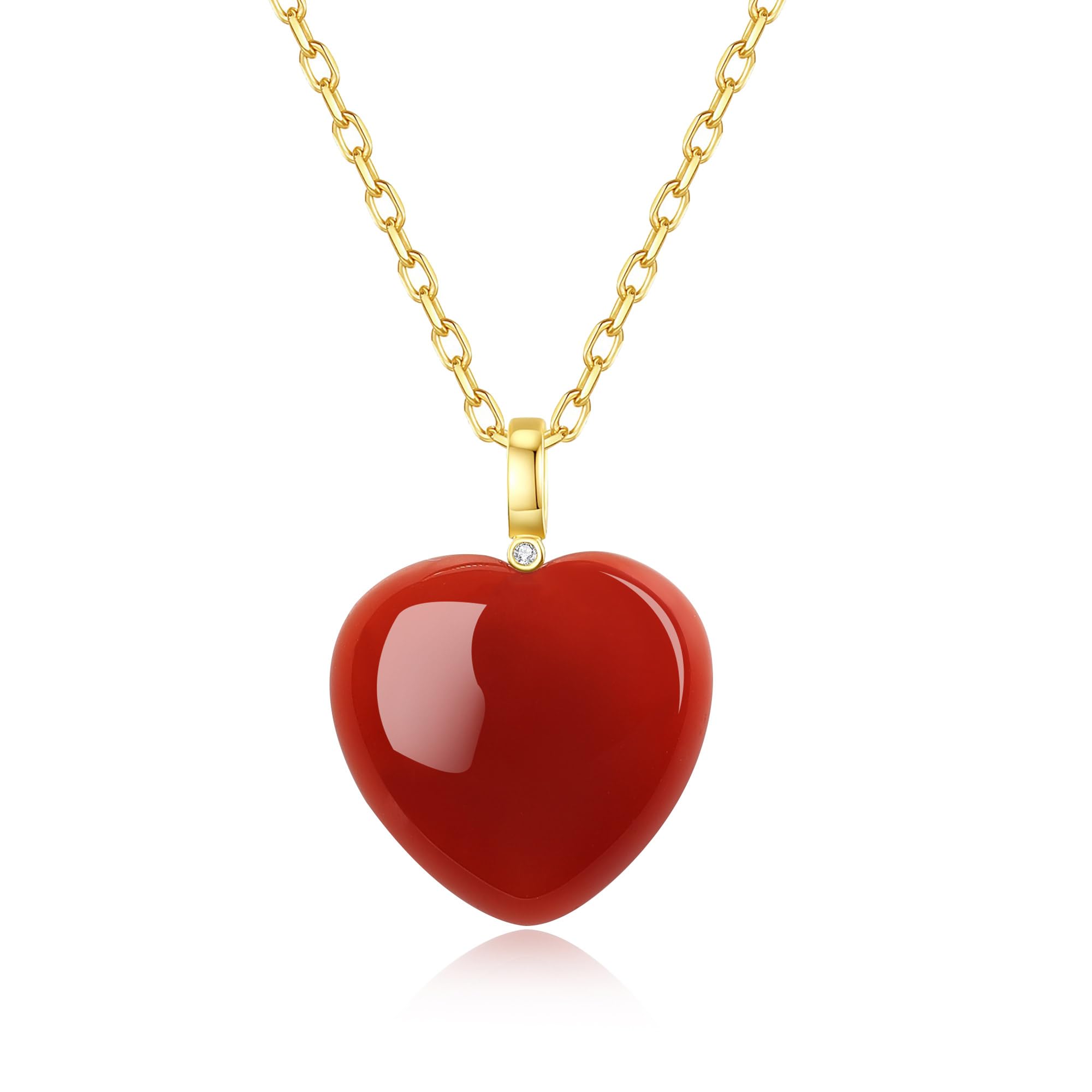 COAI Collar Corazón para Mujer, Collar de Acero Inoxidable con Colgante Corazón de Piedras Naturales
