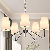 Chandelier with White Shades (5-light)