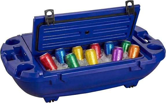 VEVOR Floating Cooler 40 QT Floating Ice Chest with Wheels & Tow Rope, Premium LLDPE Amphibious Beverage Cooler for Water & Land, Stable Cruising on Lake, River, Seashore, Beach, Kayak