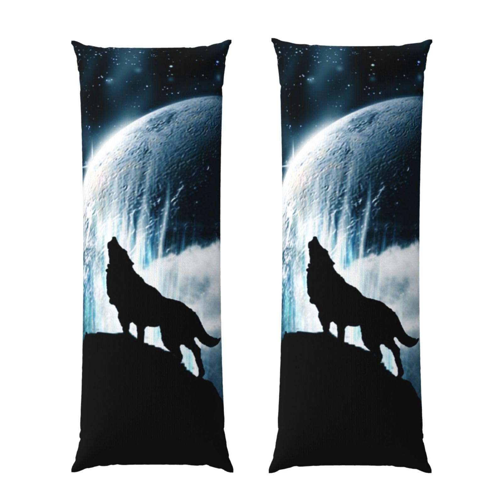 Taie d'oreiller loup lune 50,8x152,4 cm grand format déco lit adulte