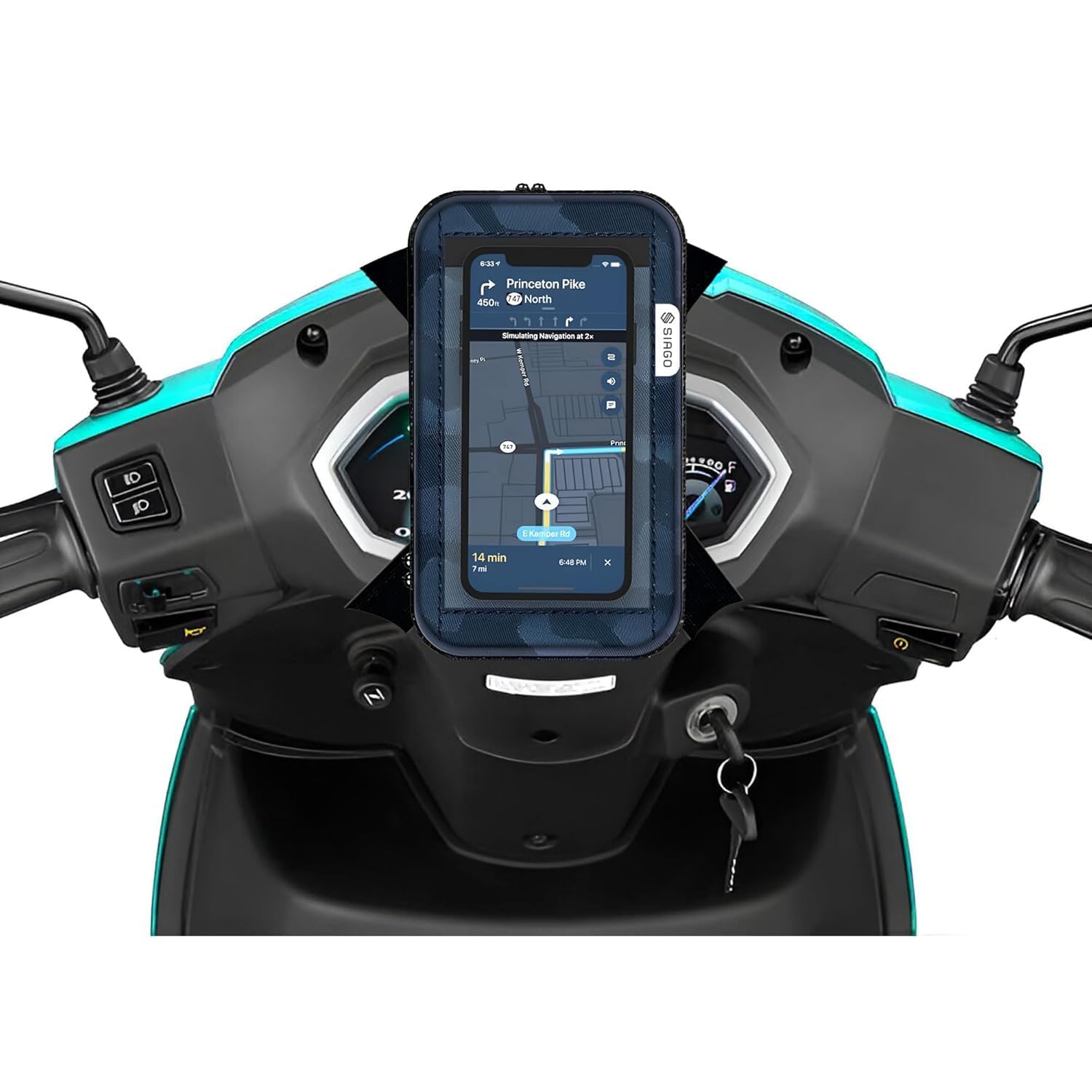generic Motorcycle Phone Mount Holder, Waterproof Navigation Display Case, Universal Scooter Dashboard Mobile Stand, Black-picture-31