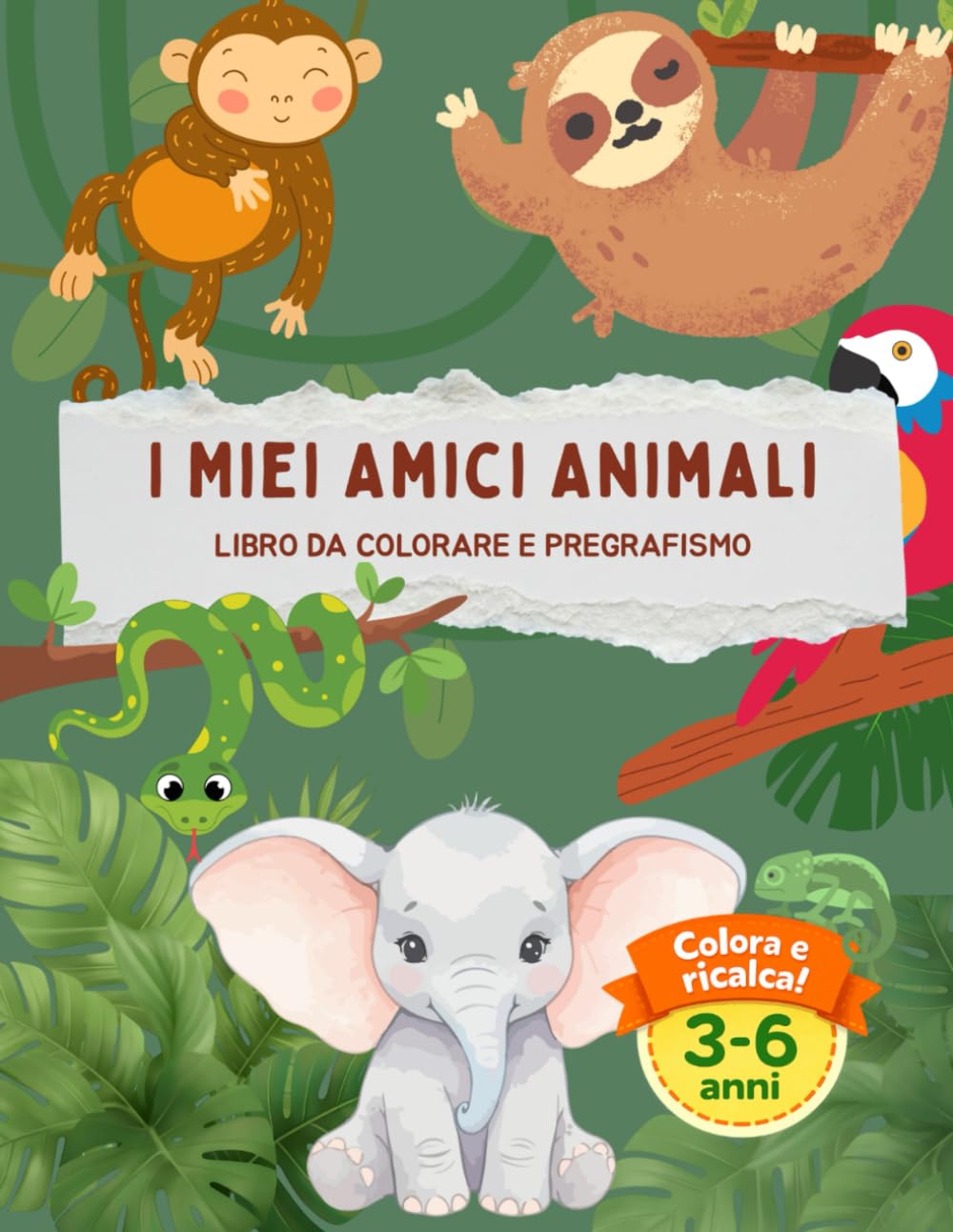 I miei amici animali: Colora e ricalca gli animali – Libro di pregrafismo 3–6 anni