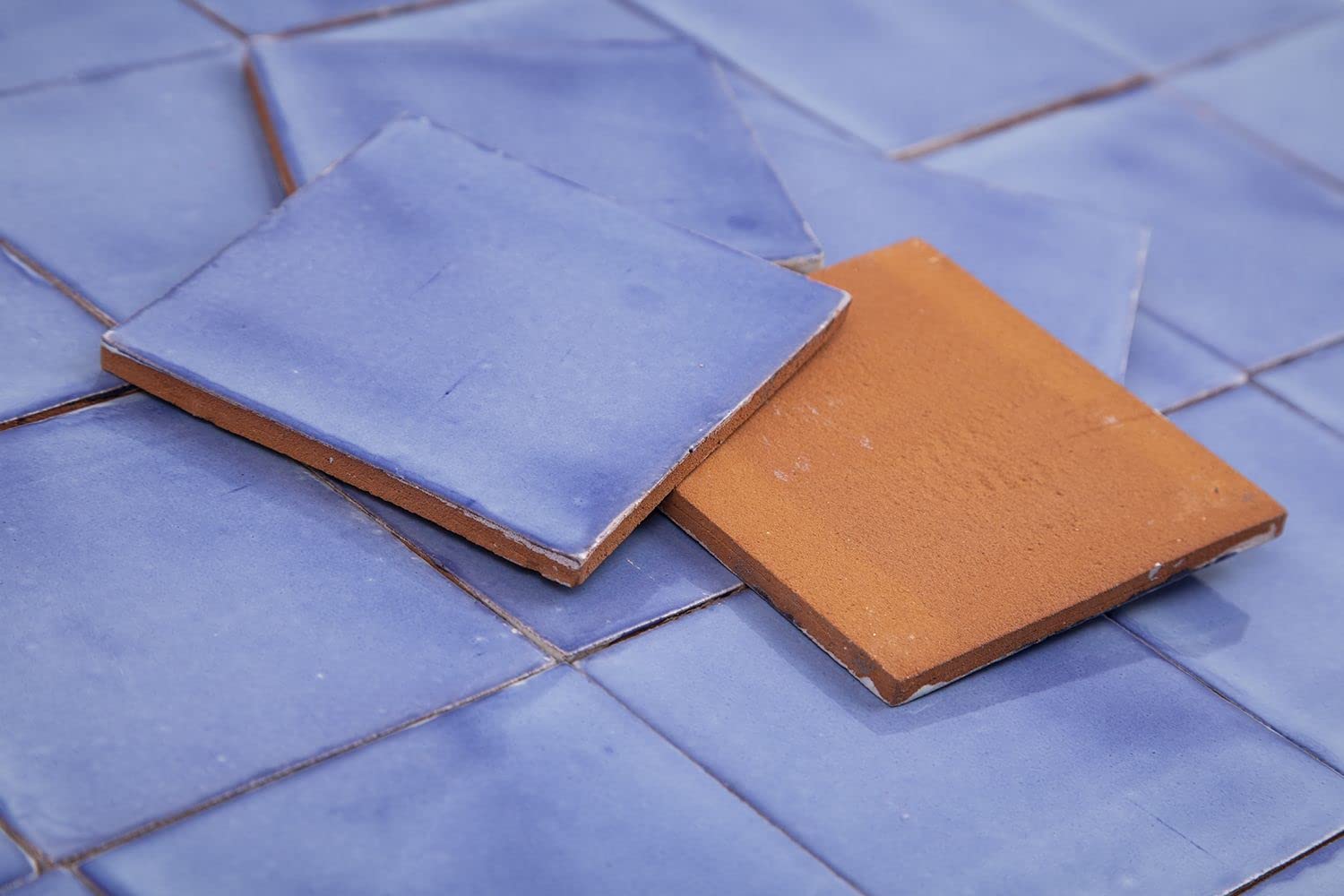 Cerames Azulejos azules mexicanos monocolor Azul Mezclilla Delgado - azulejos de mosaico, azulejos ceramica monocromáticos para cocina, baño | Un paquete de 90 baldosas azules ceramica 10,5x10,5 cm