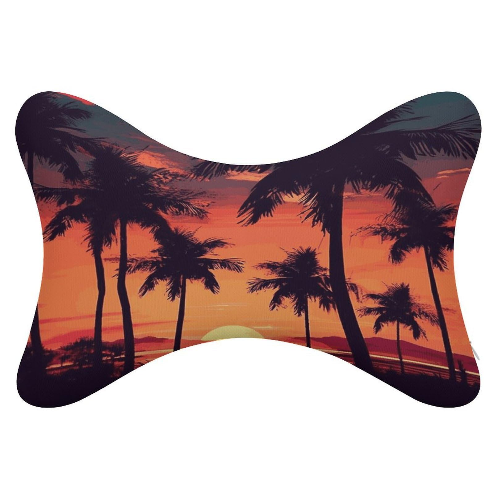 FekiLoot Palm Tree Summer Sunset Car Headrest Set of 2,Softness Memory Foam Car Neck Pillow with Breathable Removable Cover Car Neck Support Pillow Ergonomic for Driving, Office
