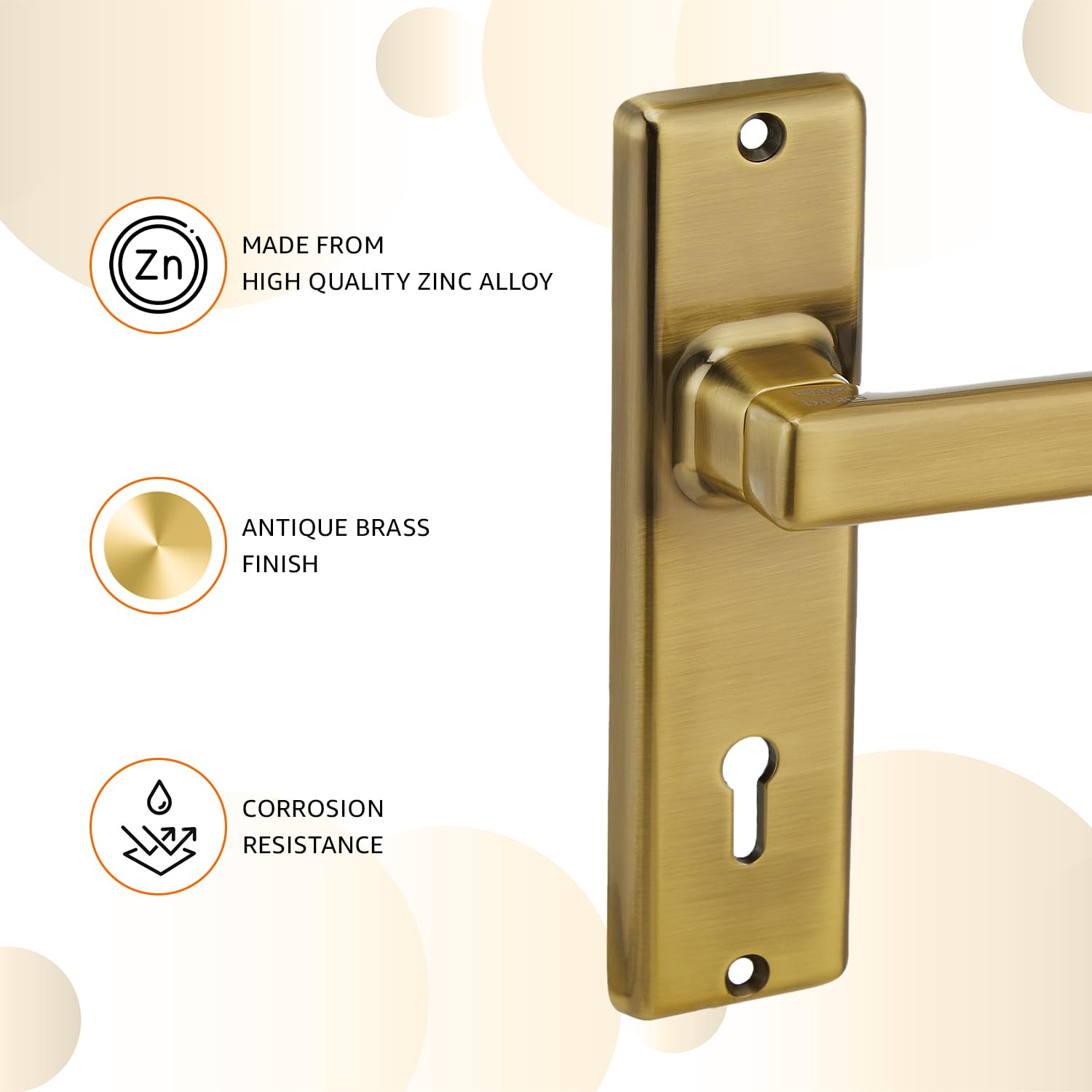 amazon basics Door Handle for Main Door | Main Door Handle |3.7 inch Length of Handle for Grip |Antique Brass | Zinc Alloy 1