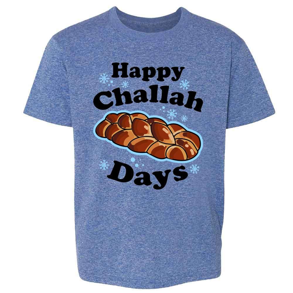 Happy Challah Days Funny Hanukkah Toddler T-Shirt for Kids Heather Royal Blue 5