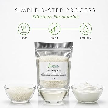 Soapeauty Emulsifying Wax NF - Polysorbate 60 Polawax, 100% Pure - Ideal for DIY Skincare and Cosmetic Formulations - 2 oz