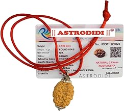 ASTRODIDI 2 Mukhi Rudraksha Original Certified Two Face Silver Coated Pendant | Astrological Benefits and Positive Energy | Unisex Design for Men & Women