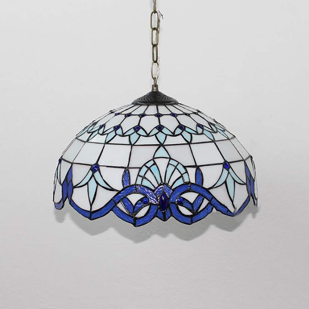 Suspension en vitrail Bleu et Blanc pour Salle à Manger ou Cuisine, 40 cm (40 cm)