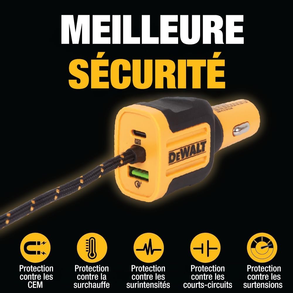 DEWALT Chargeur USB PD 5PRT Mobile 72W 141 0475 DW2 Unisexe, Jaune, Taille Unique