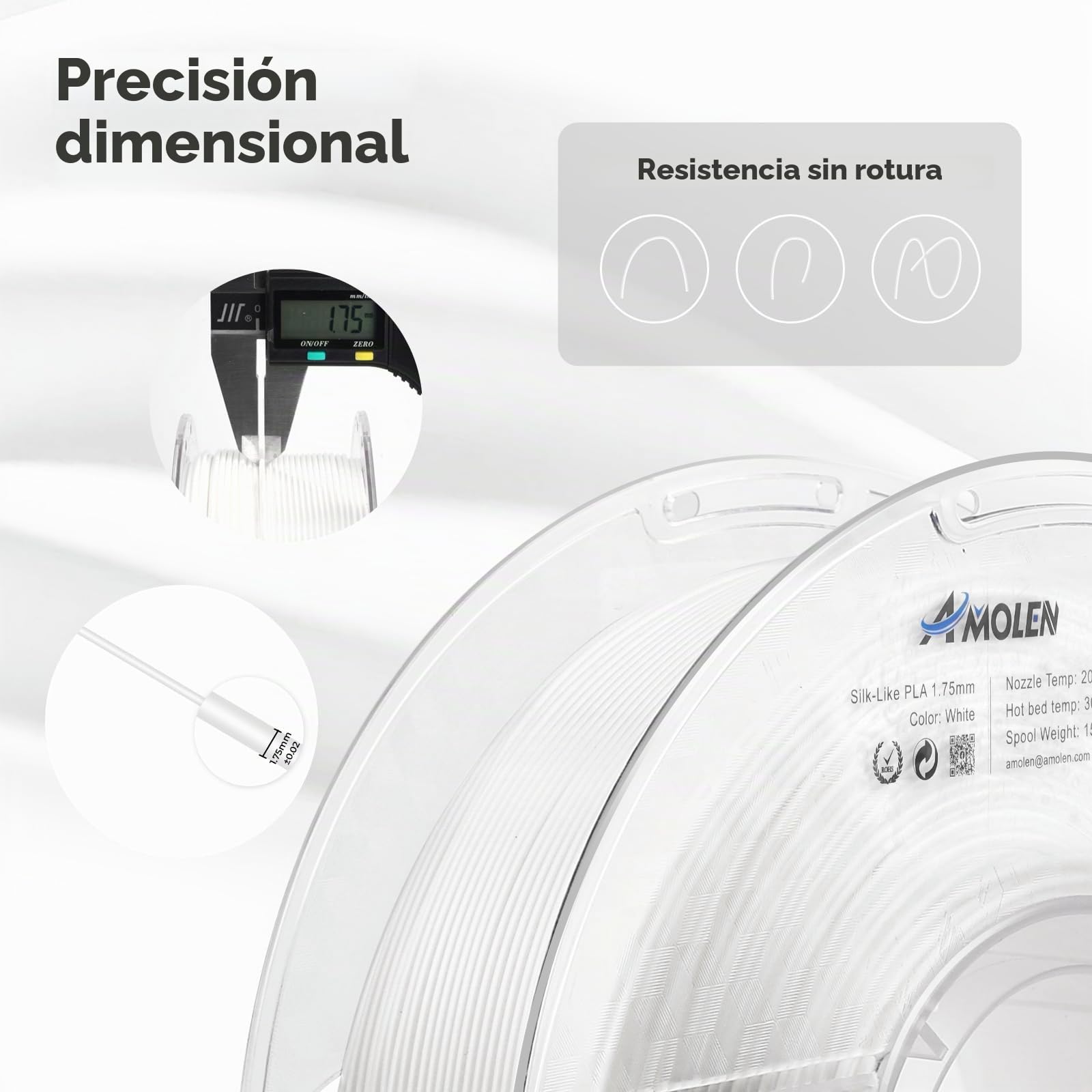 AMOLEN Filament PLA Filamento para Impresora 3D de Madera Oscura, Filamento PLA de 1,75 mm, 1 kg/2,2 lb, Precisión Dimensional +/- 0,02 mm
