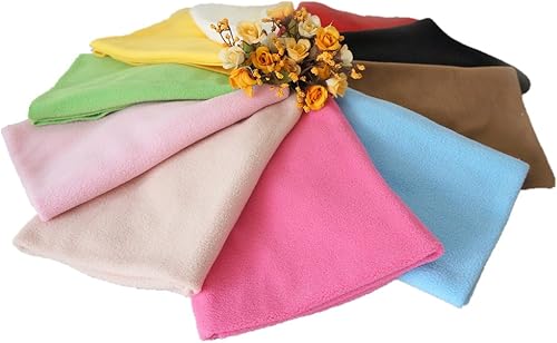 Miniatura 4 de RayLineDo 10PCS 19.7 * 19.7 in Color sólido tejido polar tejido polar tela anti píldora tela patchwork poliéster felpa paño de lana para bricolaje