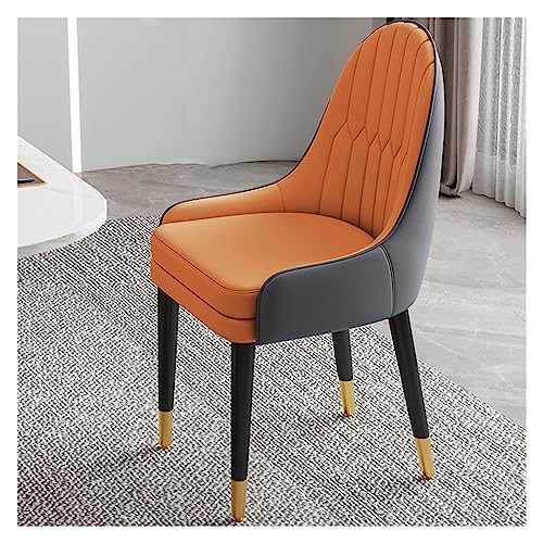 Sillas de comedor modernas de mediados de siglo tapizadas, silla de comedor, silla de cocina, sillas laterales de piel sintética, silla de sala de estar con patas de metal (color: 2 piezas) (naranja)