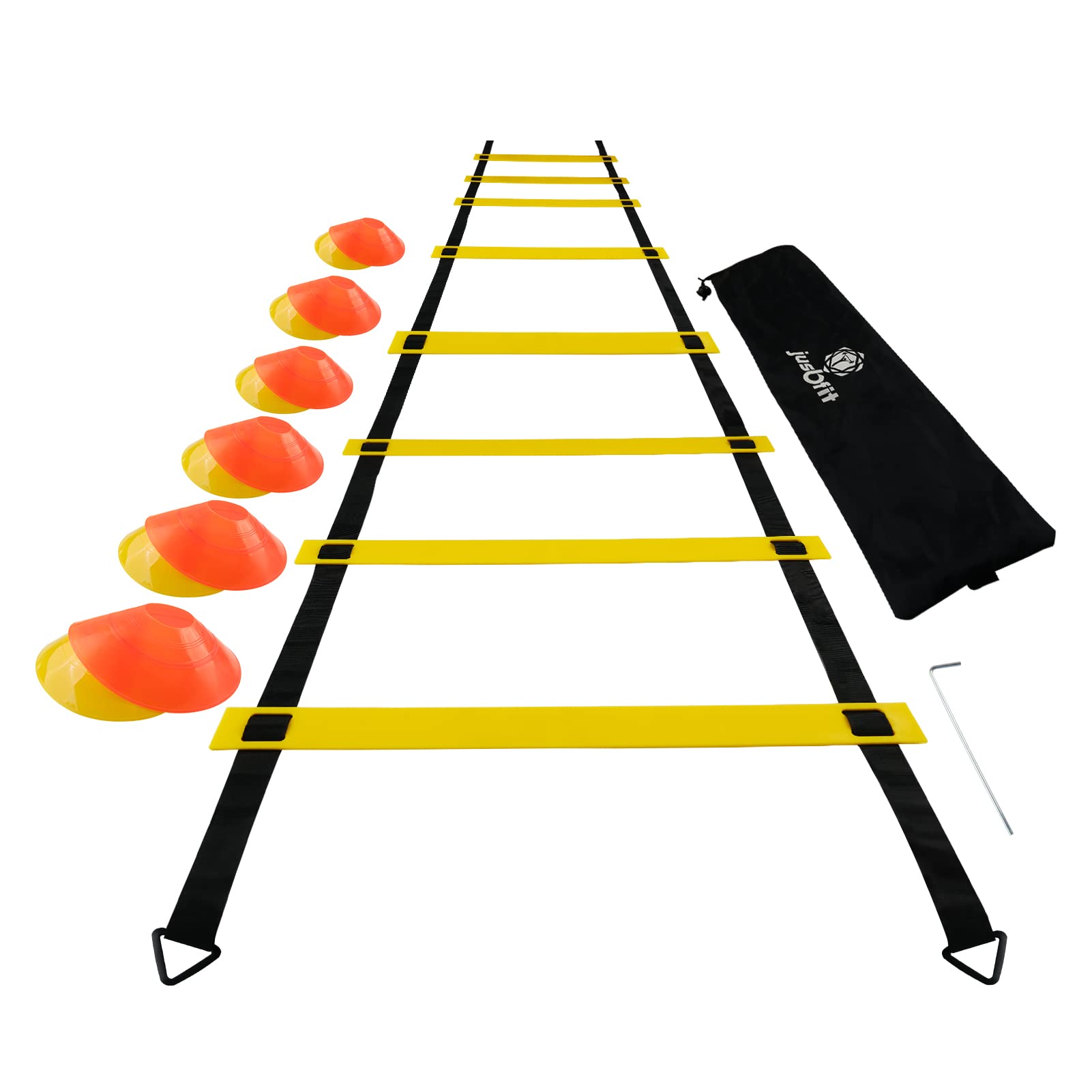 DGIRL Speed Agility Ladder Training Set with 12 Rung 20ft Agility Ladder and 12 Field Cones 4 Steel Stakes & Carrying Bag Balance Training Footwork for All Ages