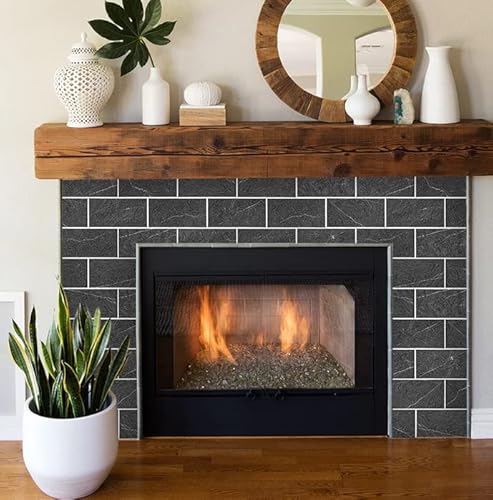 Auliget 100 Piece Faux Stone Backsplash Peel And Stick Pvc Tile, 3 Inch X 6 Inch Black Marble With White Grout Stick On Tiles For Backsplash Kitchen, Bathroom, Laundry Room, Camper, Fireplace #TOP5